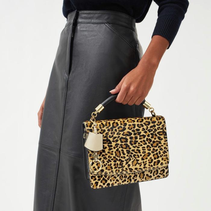  London Adie Road - Faux Leopard, Small Flapover Cross Body