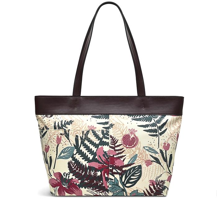  London Botanical Floral, Large Shoulder Tote Ziptop