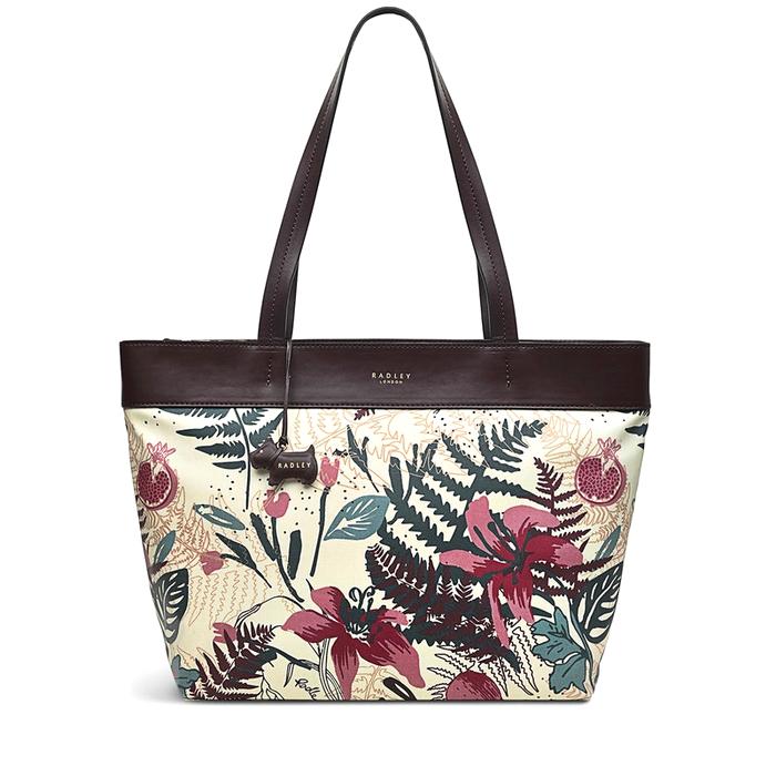  London Botanical Floral, Large Shoulder Tote Ziptop