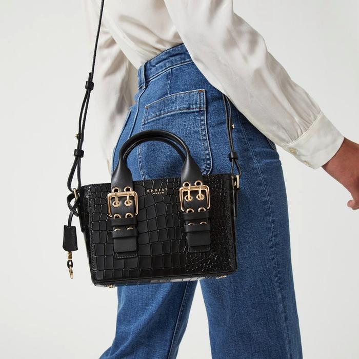  London Curzon Street - Faux Croc, Small Ziptop Crossbody