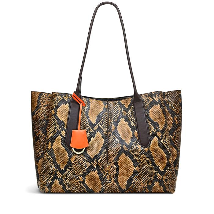  London Hillgate Place - Faux Snake, Large Open-Top Tote