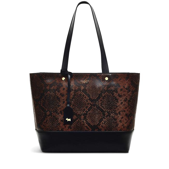  London Isabella Road - Faux Python, Medium Ziptop Tote