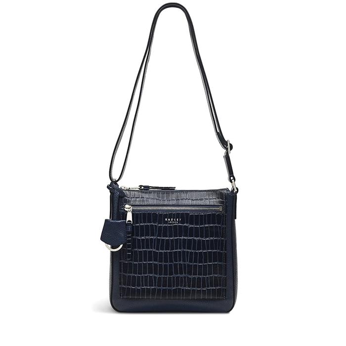  London Pear Gardens - Faux Croc, Small Ziptop Crossbody