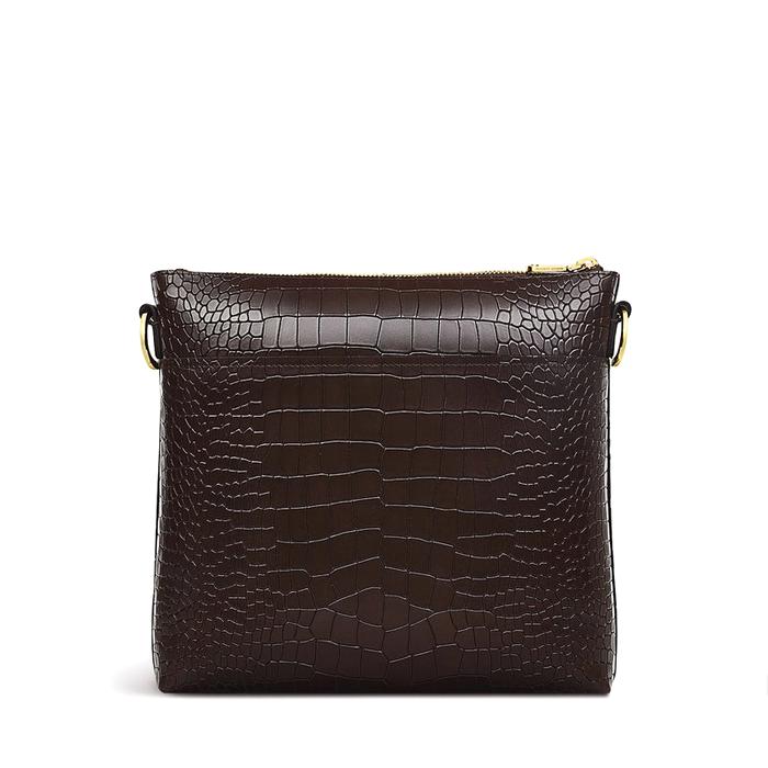  London Pockets 2.0 - Faux Croc, Medium Ziptop Crossbody