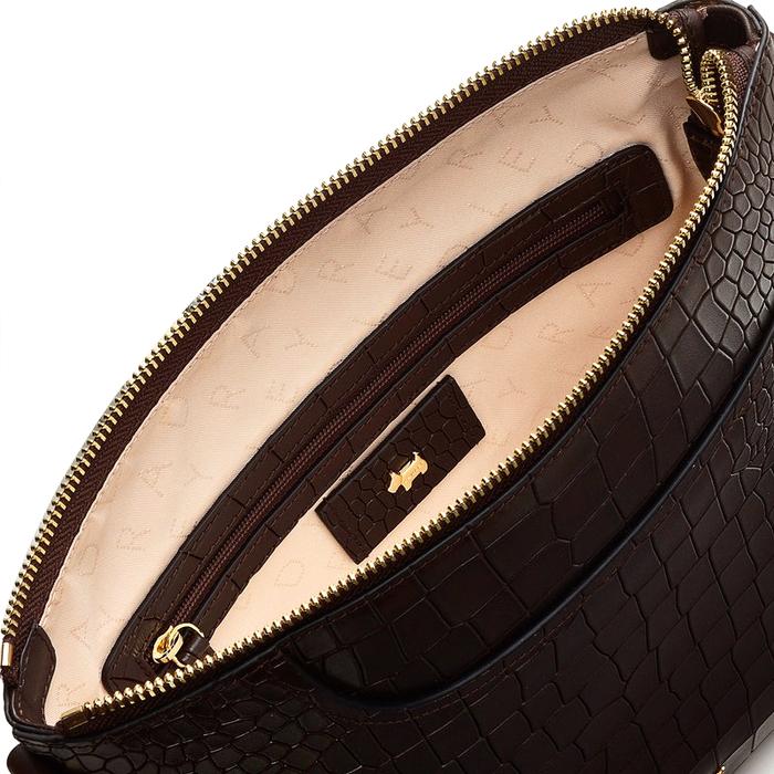  London Pockets 2.0 - Faux Croc, Medium Ziptop Crossbody