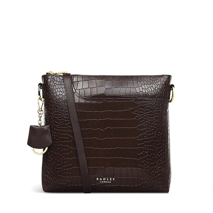  London Pockets 2.0 - Faux Croc, Medium Ziptop Crossbody