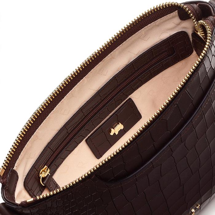  London Pockets 2.0 - Faux Croc, Small Ziptop Crossbody