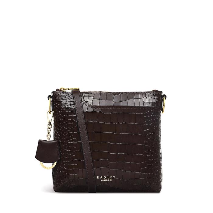  London Pockets 2.0 - Faux Croc, Small Ziptop Crossbody