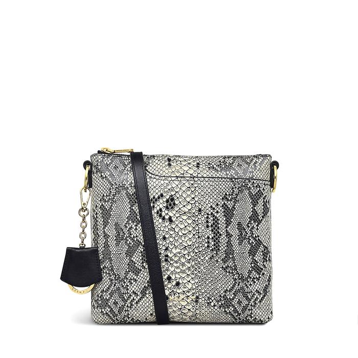  London Pockets 2.0 - Faux Snake, Small Ziptop Crossbody