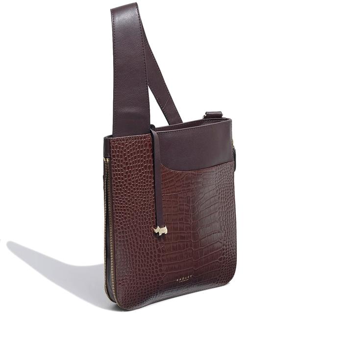  London Pockets - Faux Croc, Medium Zip Around Cross Body Bag