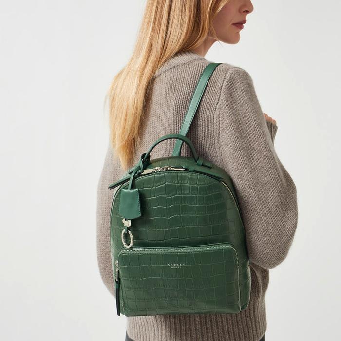  London Sutton Acres - Faux Croc, Medium Zip Around Backpack